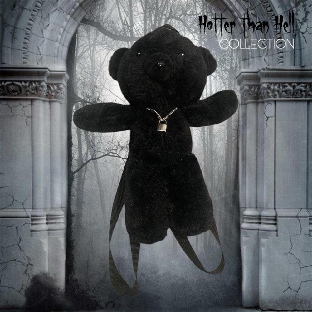 Hot Topic Bioworld Black Teddy Bear Plush Backpack